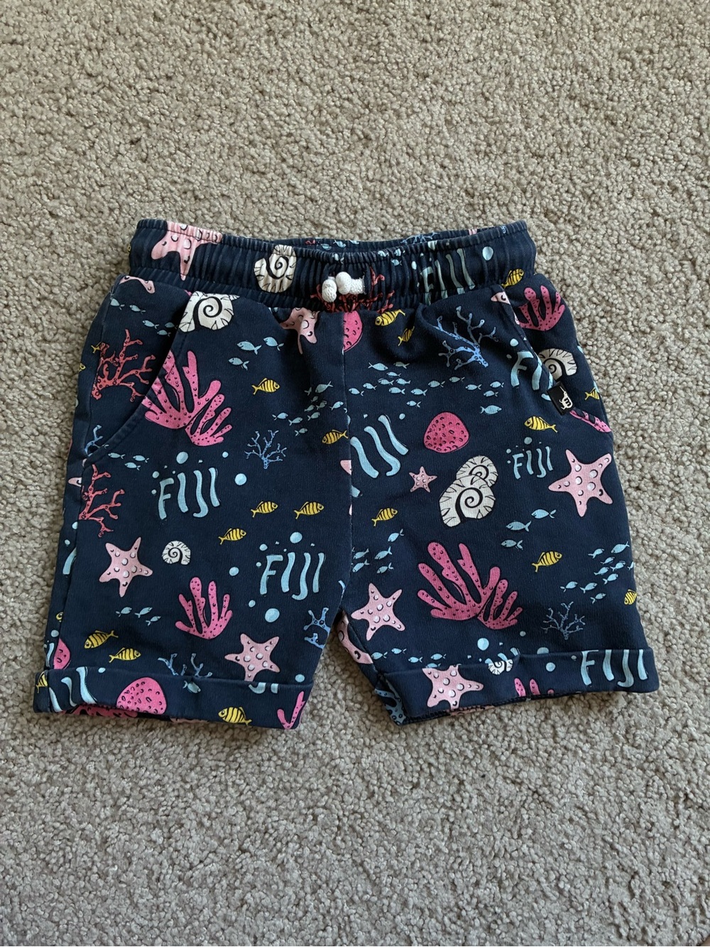 Kids' Navy Tropical Fiji Print Shorts